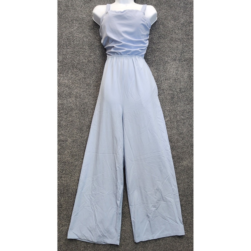 NWT Halara Breezeful Lace Up Back Wide Leg Jumpsuit Women Coastal Athleisure L